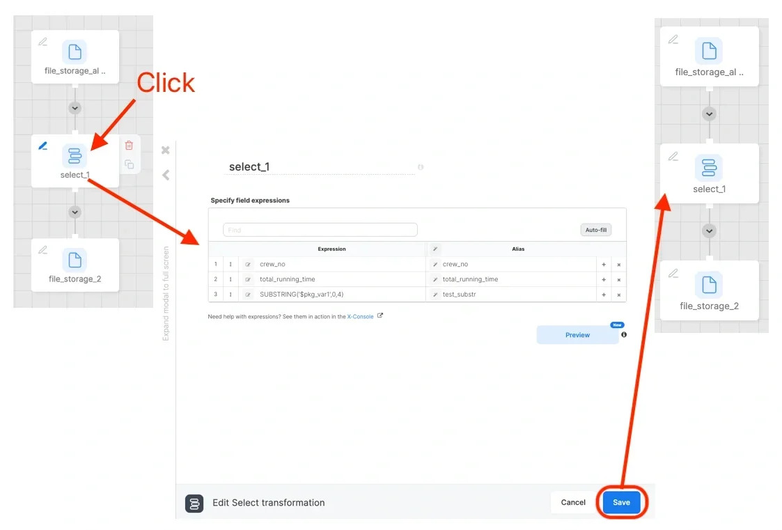 Clicking a component to open it for editing