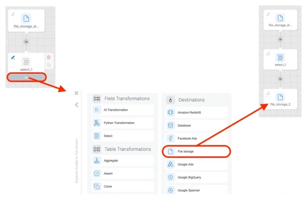Blue connector and Add Component button below a component