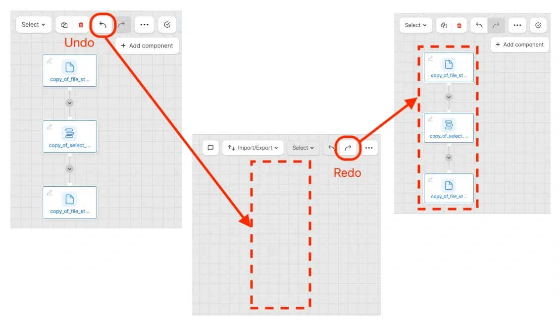 Undo and redo arrow icons in the designer toolbar