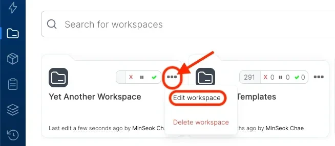 Edit Workspace option in the triple dot menu