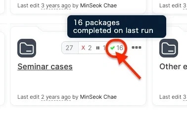 Workspace summary bar showing job status counts