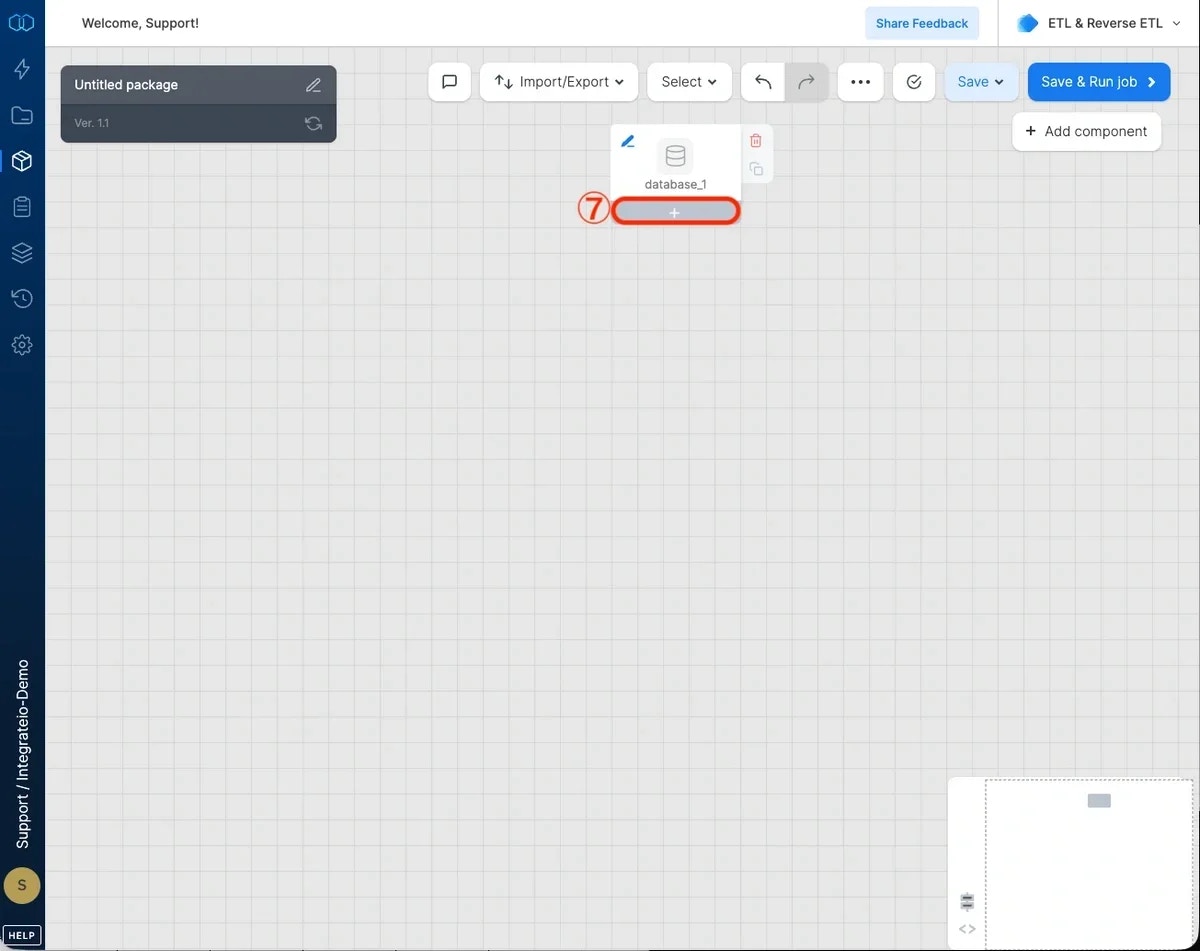 Plus sign on the source component to add downstream components