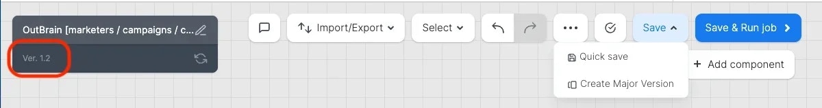 Save dropdown with Quick Save and Create Major Version options