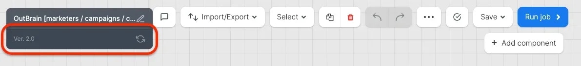 Version number link under the package name in the designer