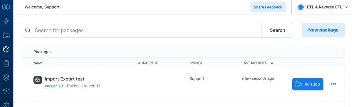 Rollback result showing the new minor version with description