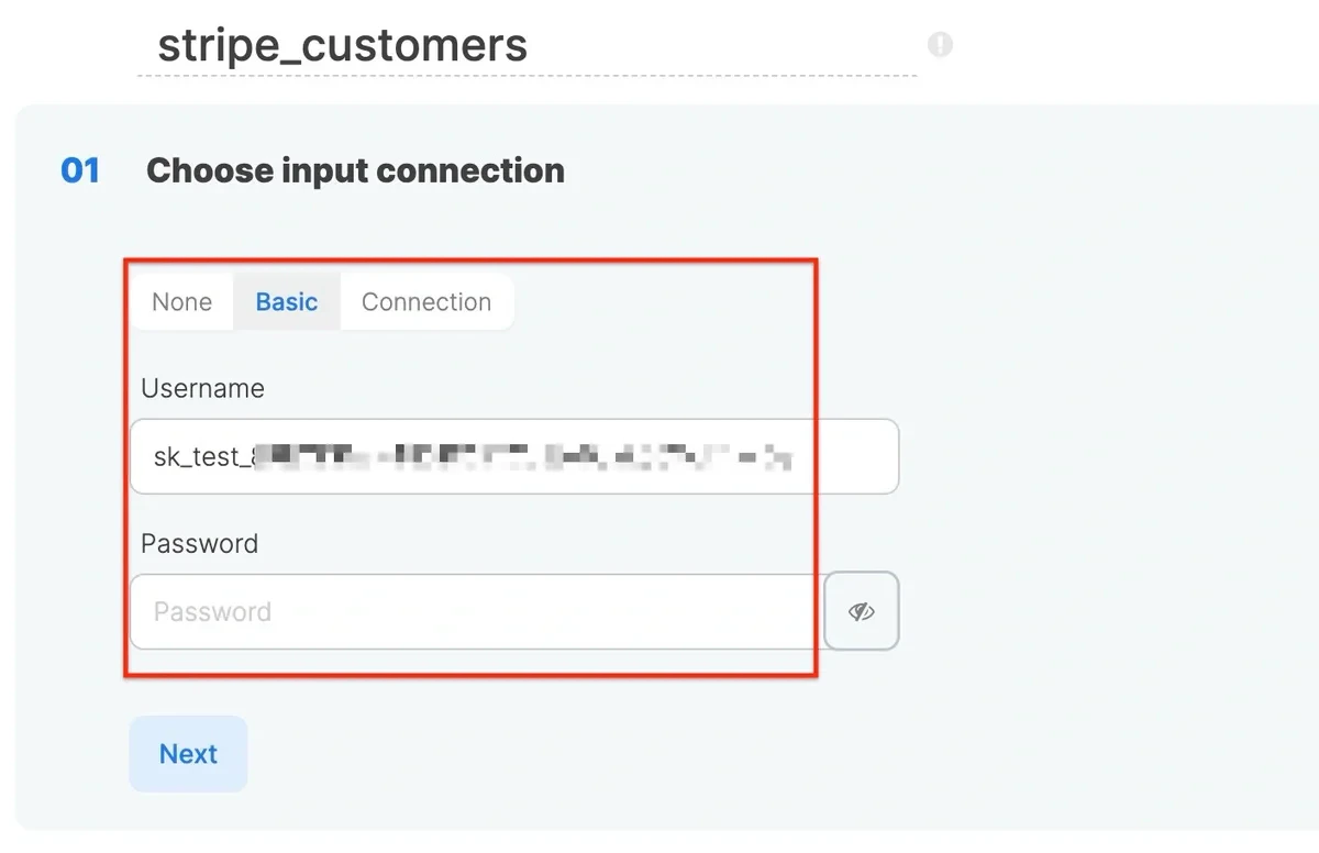 REST API component with Basic authentication and API key as username