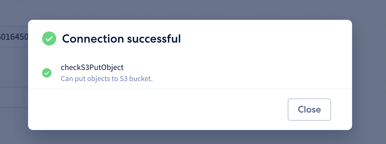 Successful S3 connection ready to save