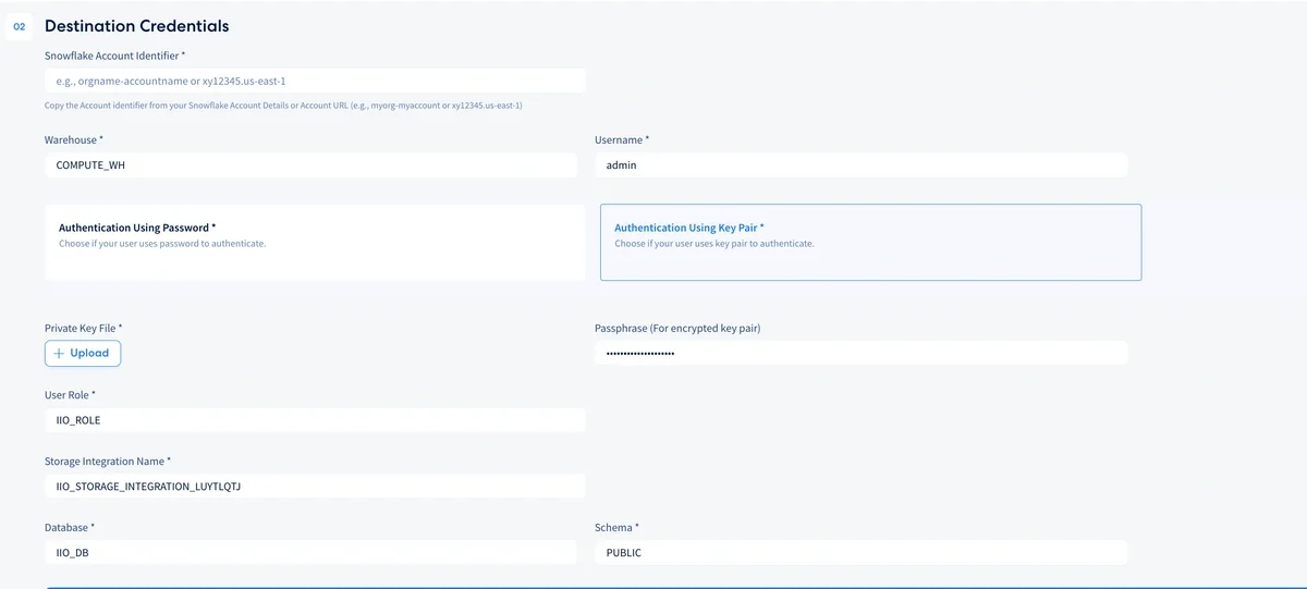Snowflake Account Identifier input field on the dashboard
