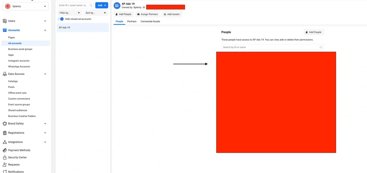 Business Manager Ad Accounts settings page