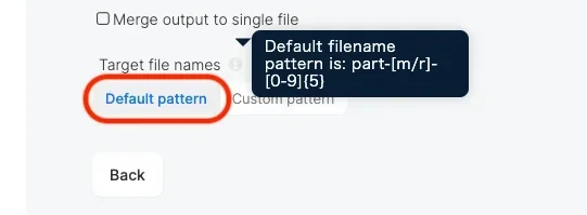 Default file pattern for target file names