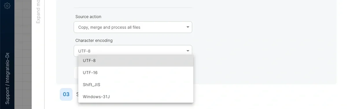 Copy, merge and process all files option with encoding setting
