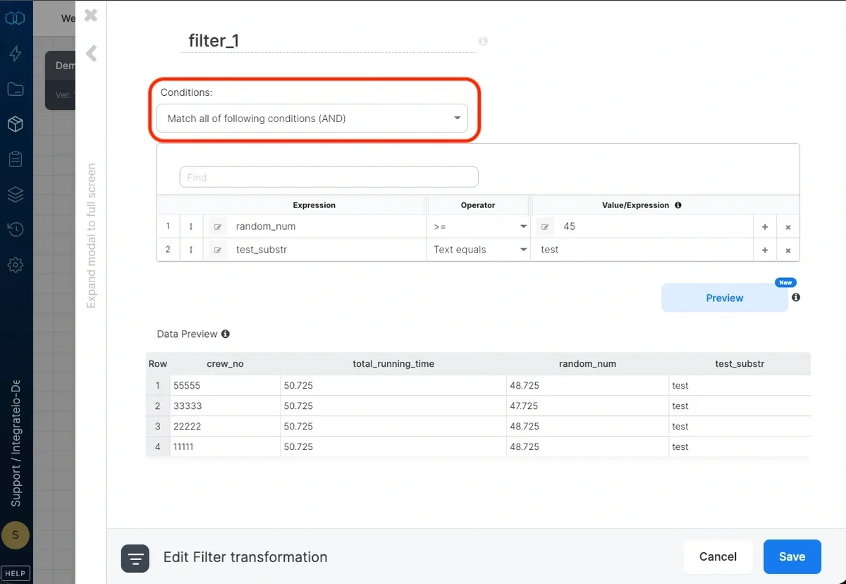 Match all conditions AND operator example