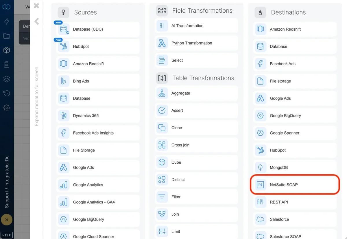 ETL: Netsuite SOAP Destination - Integrate.io