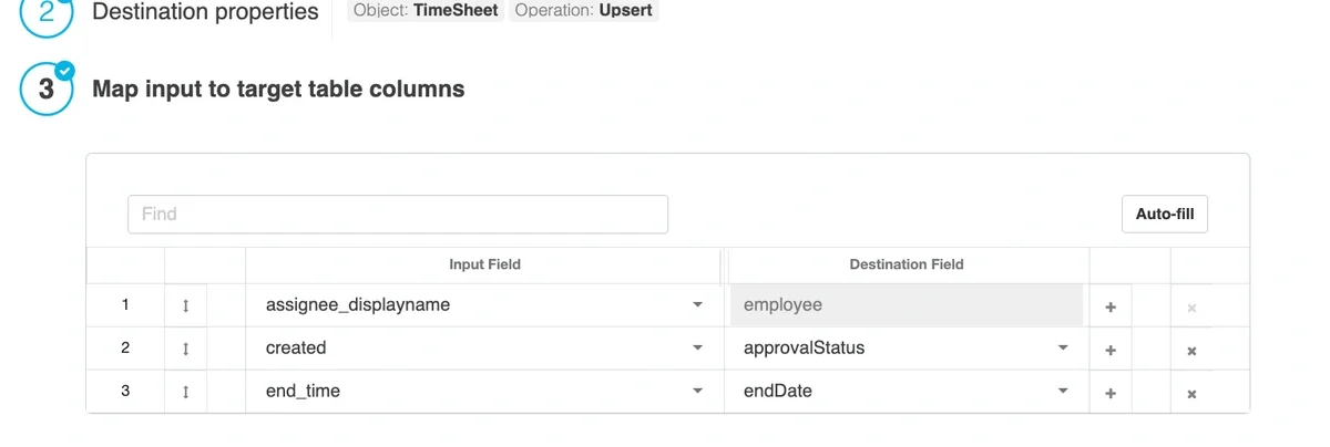 Schema mapping with field-to-NetSuite-object mapping