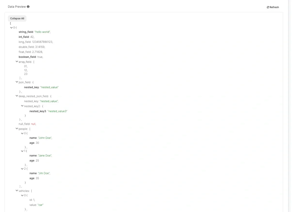 Nested object properties selectable in the schema section