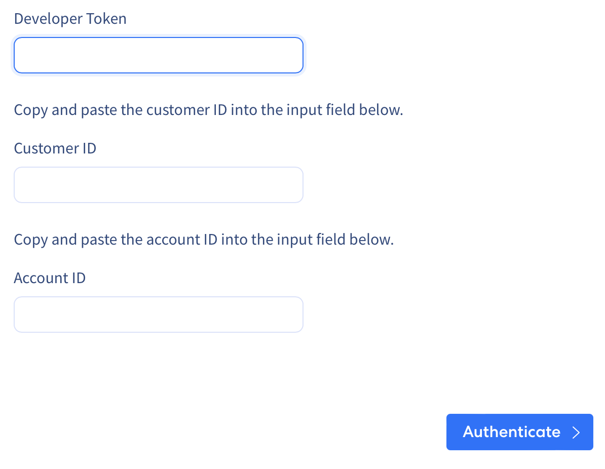 Integrate.io Bing Ads source form with developer token input field