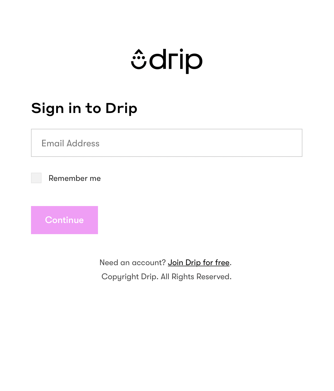 Drip OAuth sign-in prompt