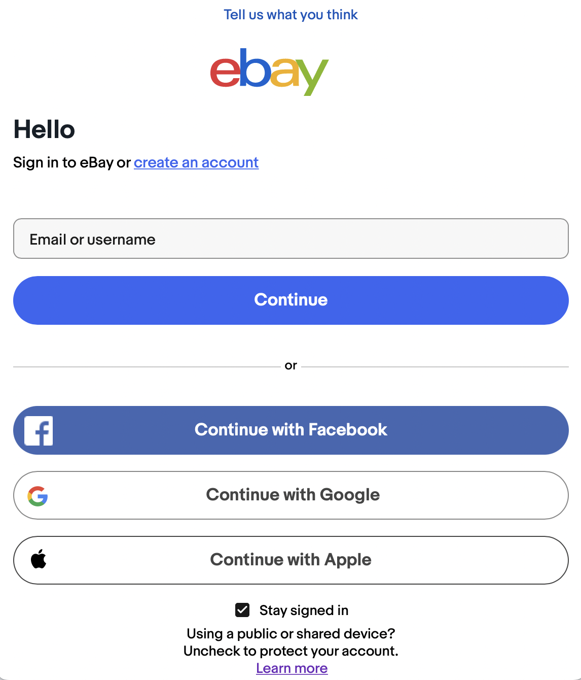 eBay OAuth sign-in page