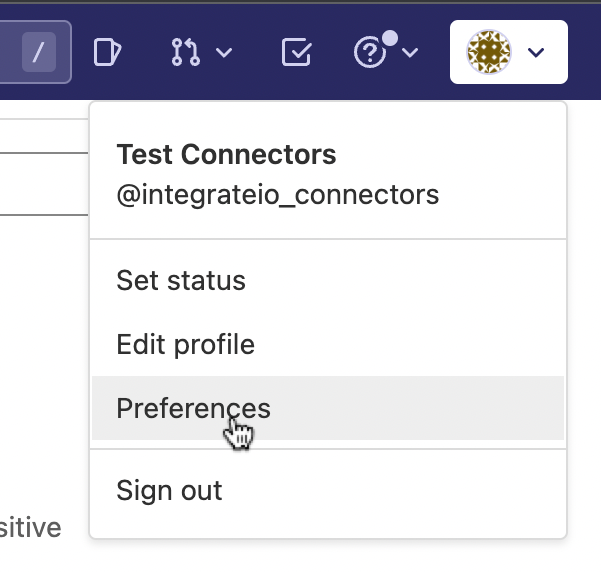 GitLab user preferences menu navigation