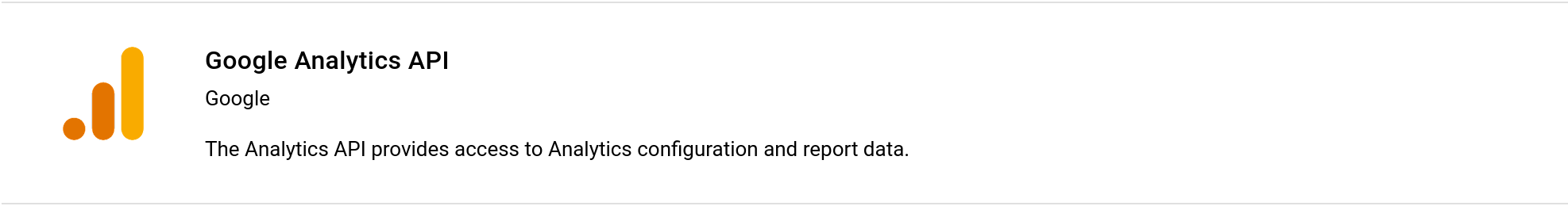 Selecting Google Analytics API from the search results