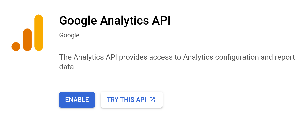 Enable button on the Google Analytics API page
