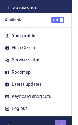Gorgias Your Profile menu location