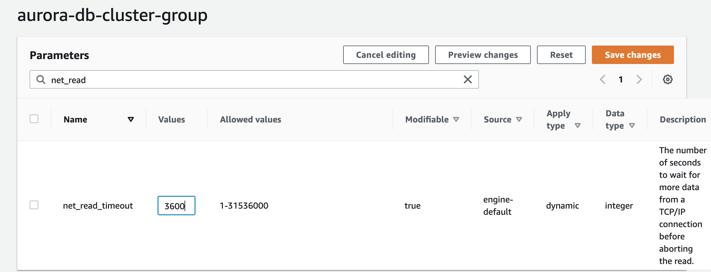 Editing DB Cluster Parameter Group binlog settings