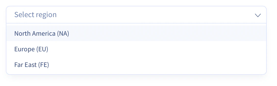 Amazon Ads region selection dropdown in the Integrate.io source form