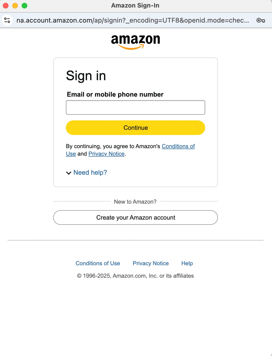 Amazon Ads OAuth sign-in prompt for account authentication