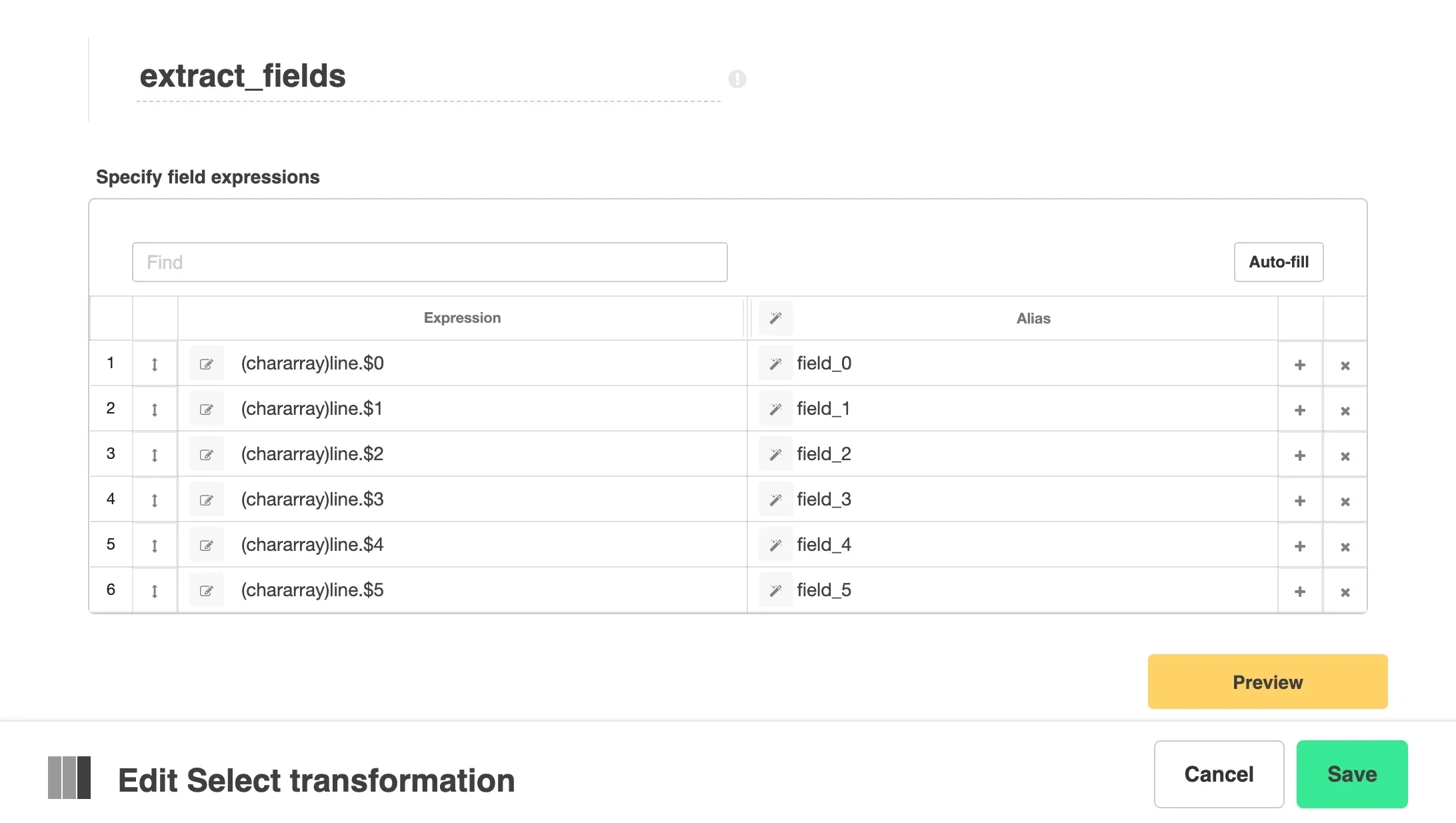 Select component extracting individual fields from tuple