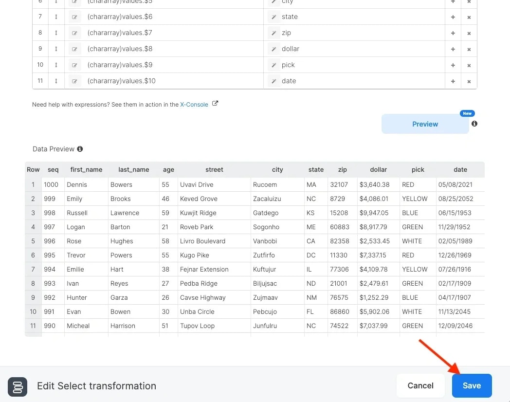 Additional parsed fields with datatype casting