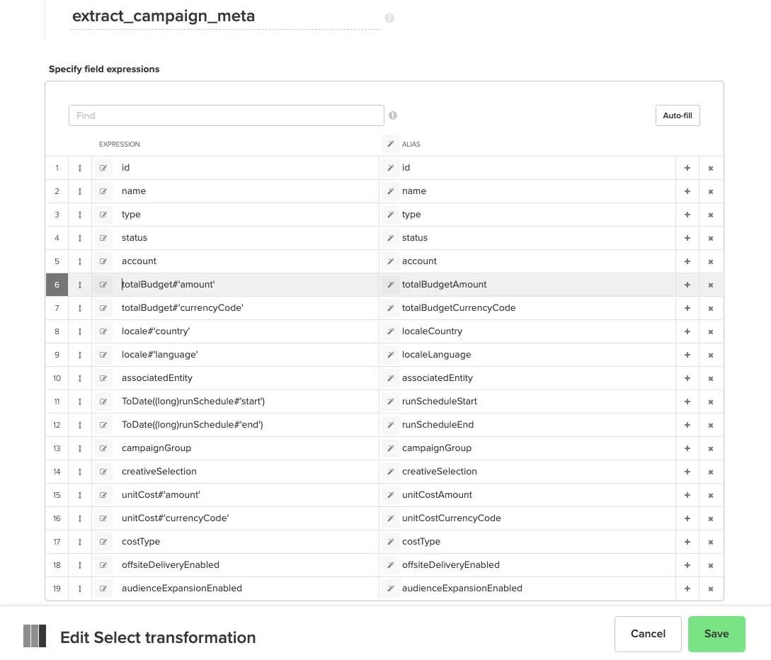 Select component parsing nested campaign metadata fields