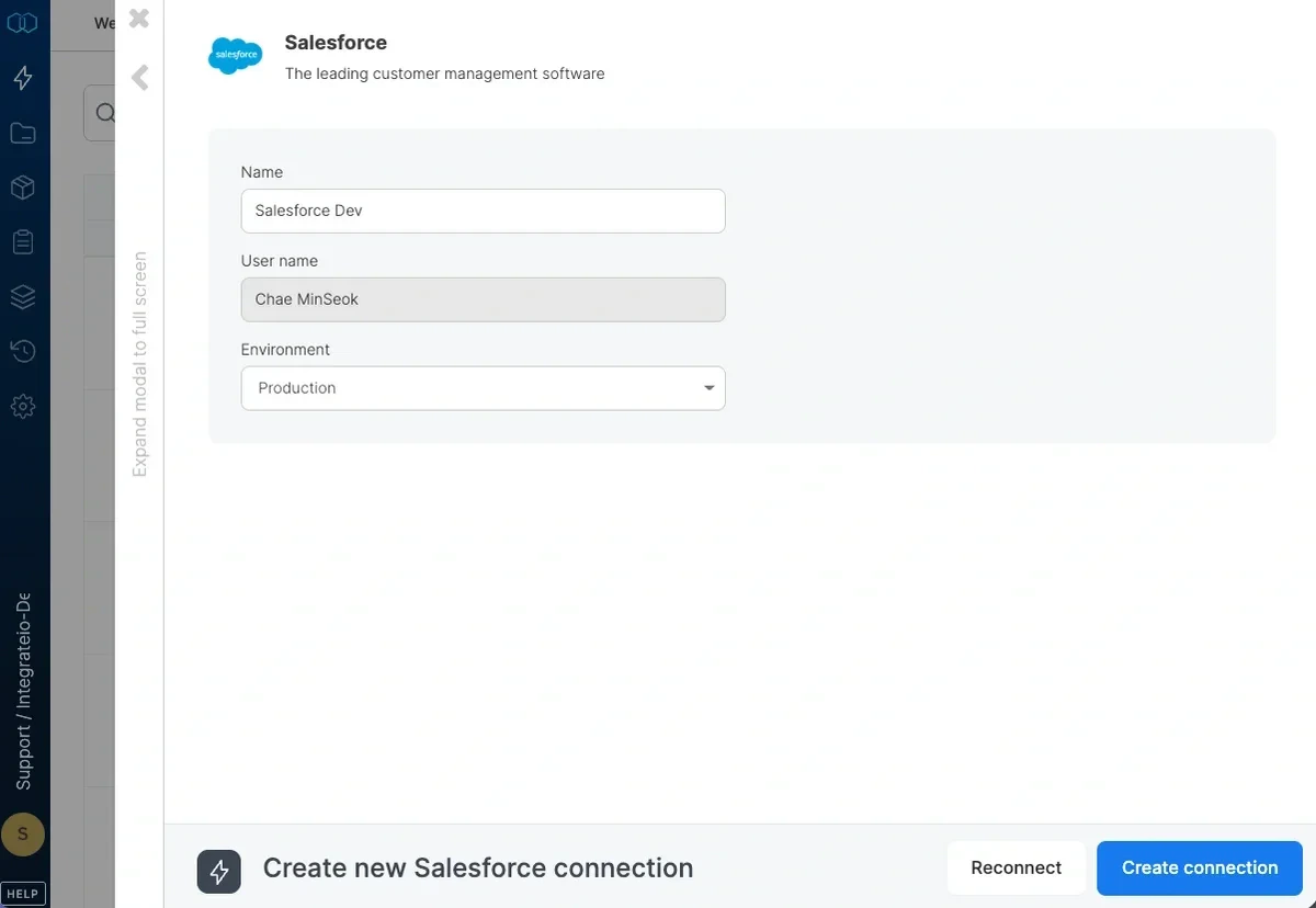 Naming the new Salesforce connection