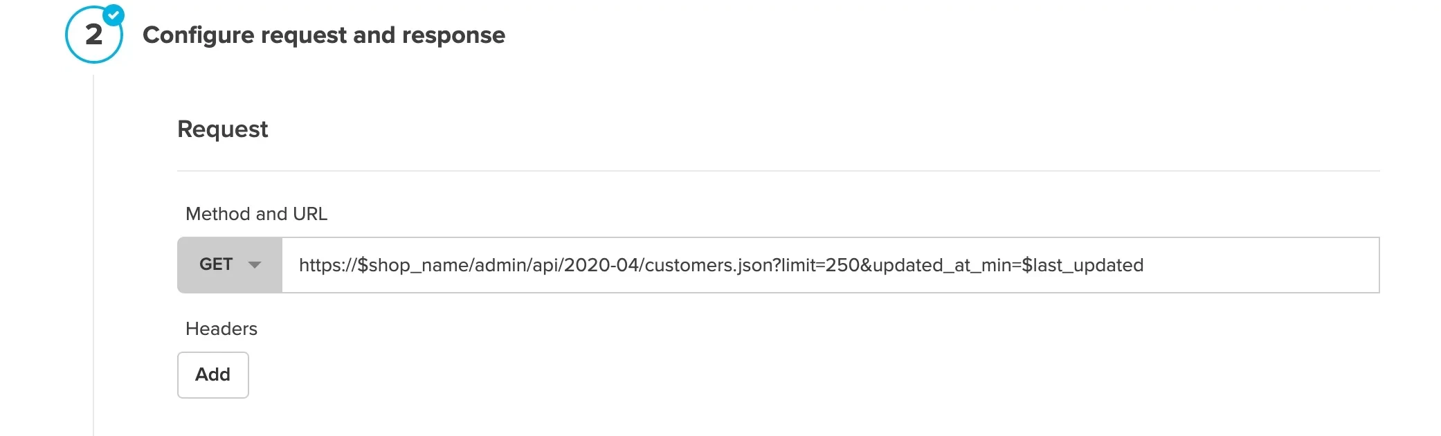 Shopify Customers API endpoint URL configuration