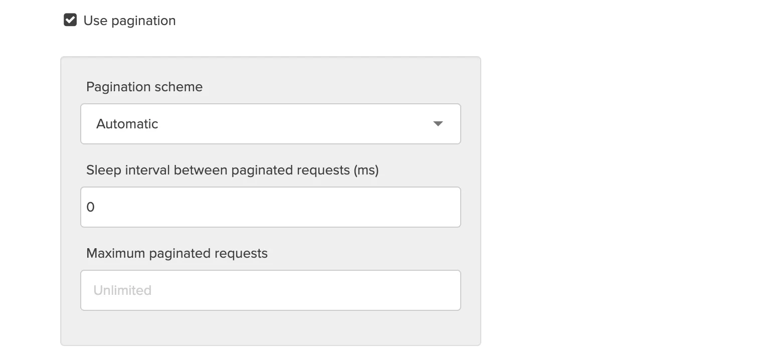 Pagination settings with automatic scheme selected