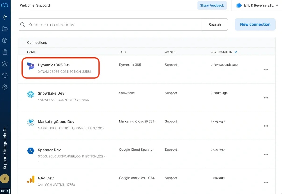 Dynamics 365 connection created successfully