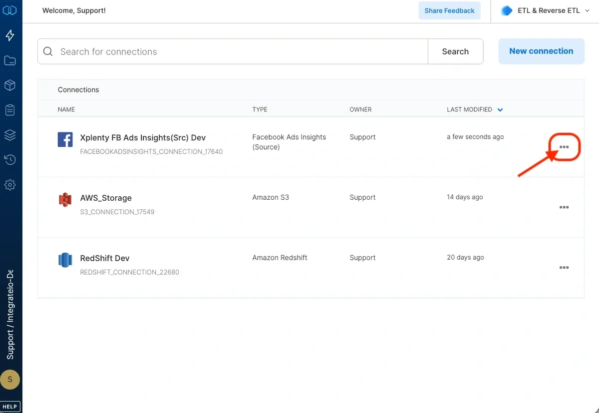 Delete connection option for Facebook Ads Insights