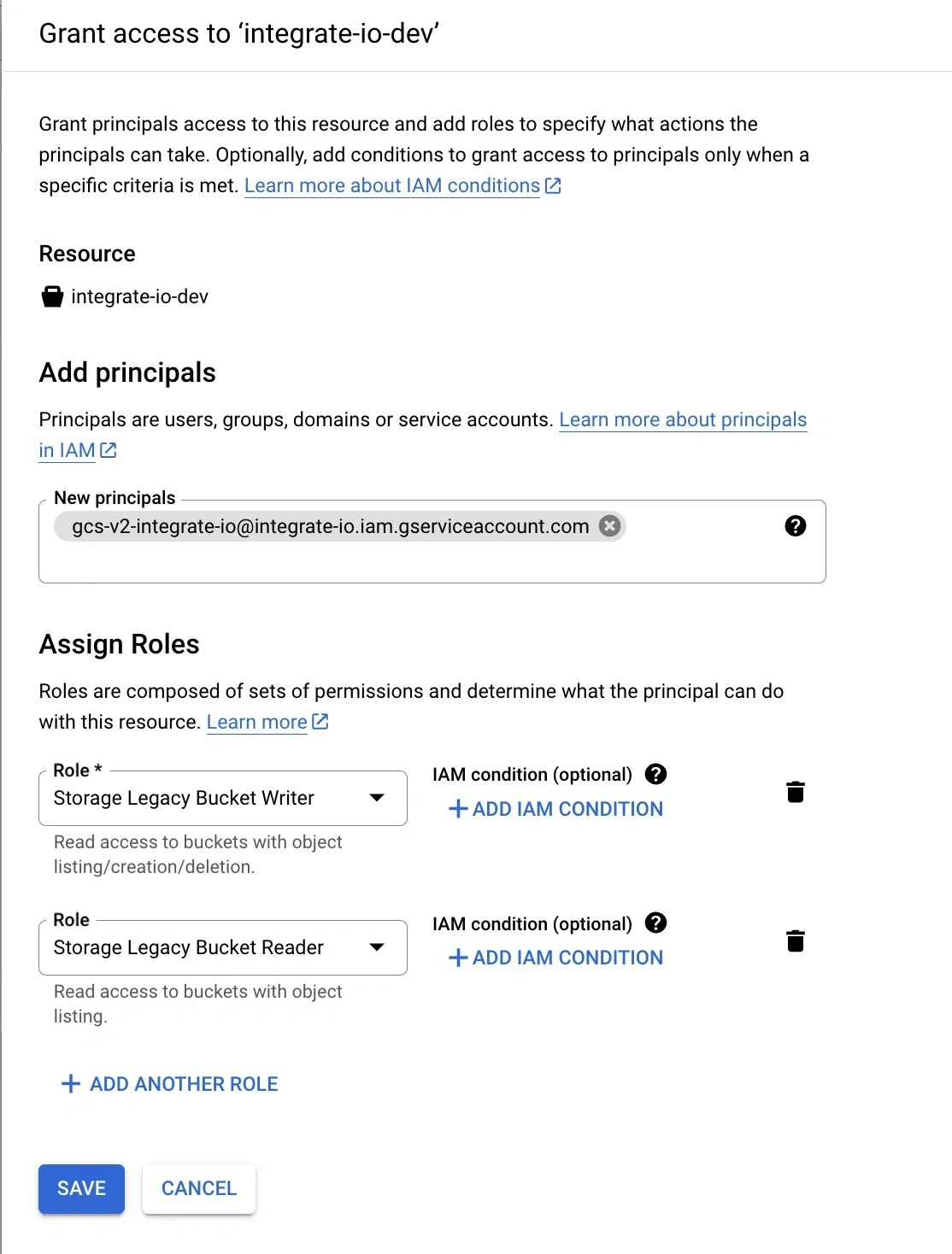 Granting bucket access with Storage Legacy roles