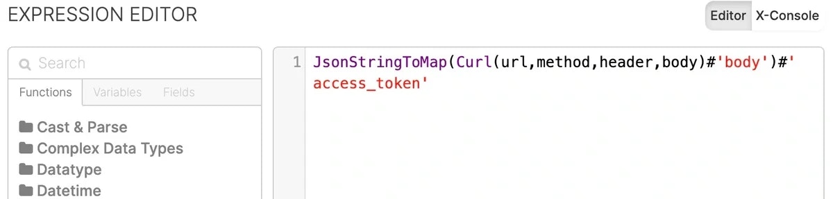 Curl function with JsonStringToMap extracting the access token