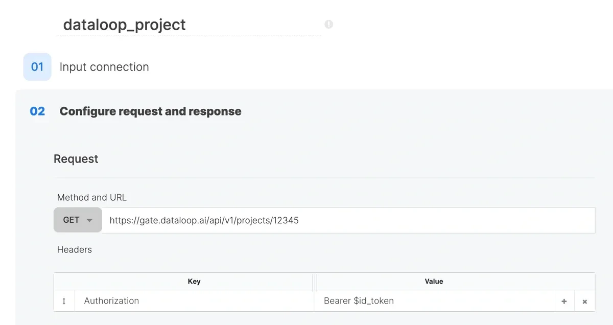 REST API source component with $id_token variable in the header