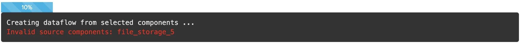 Validation error message from previewing an invalid source