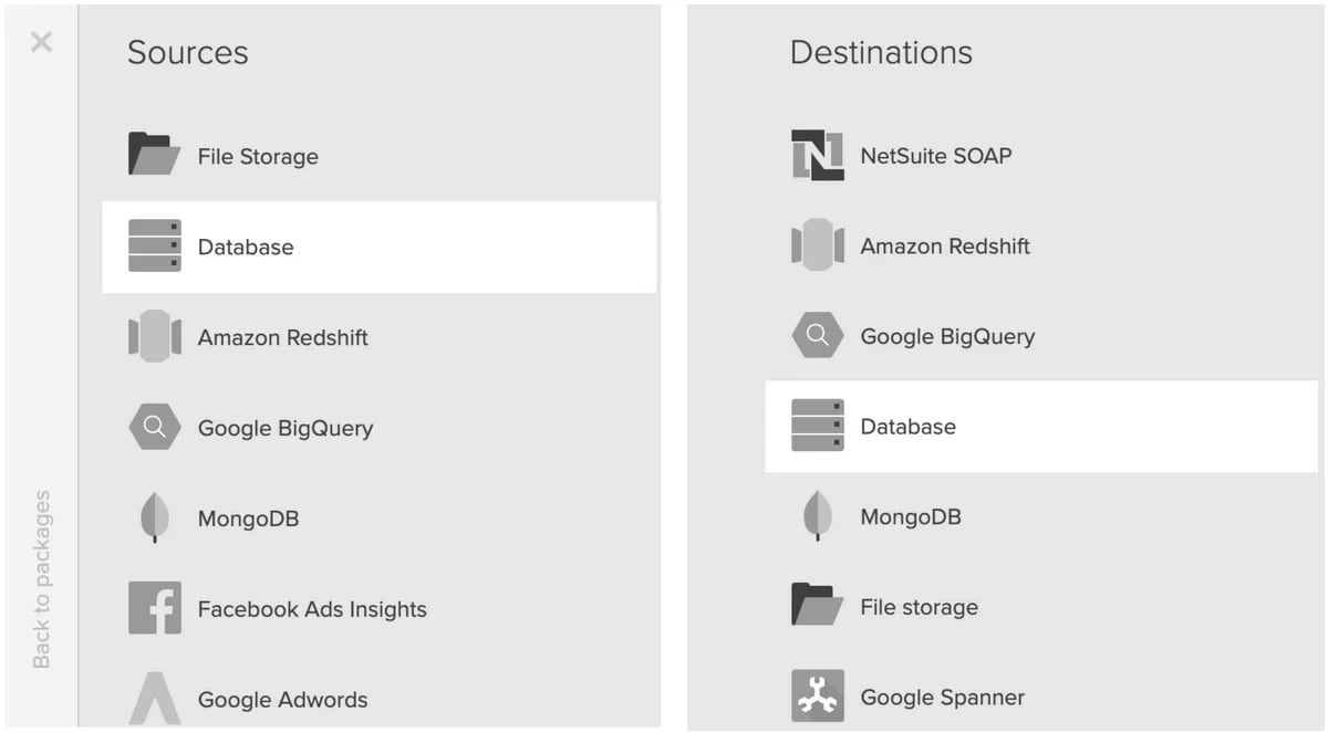Adding a database source component to a package