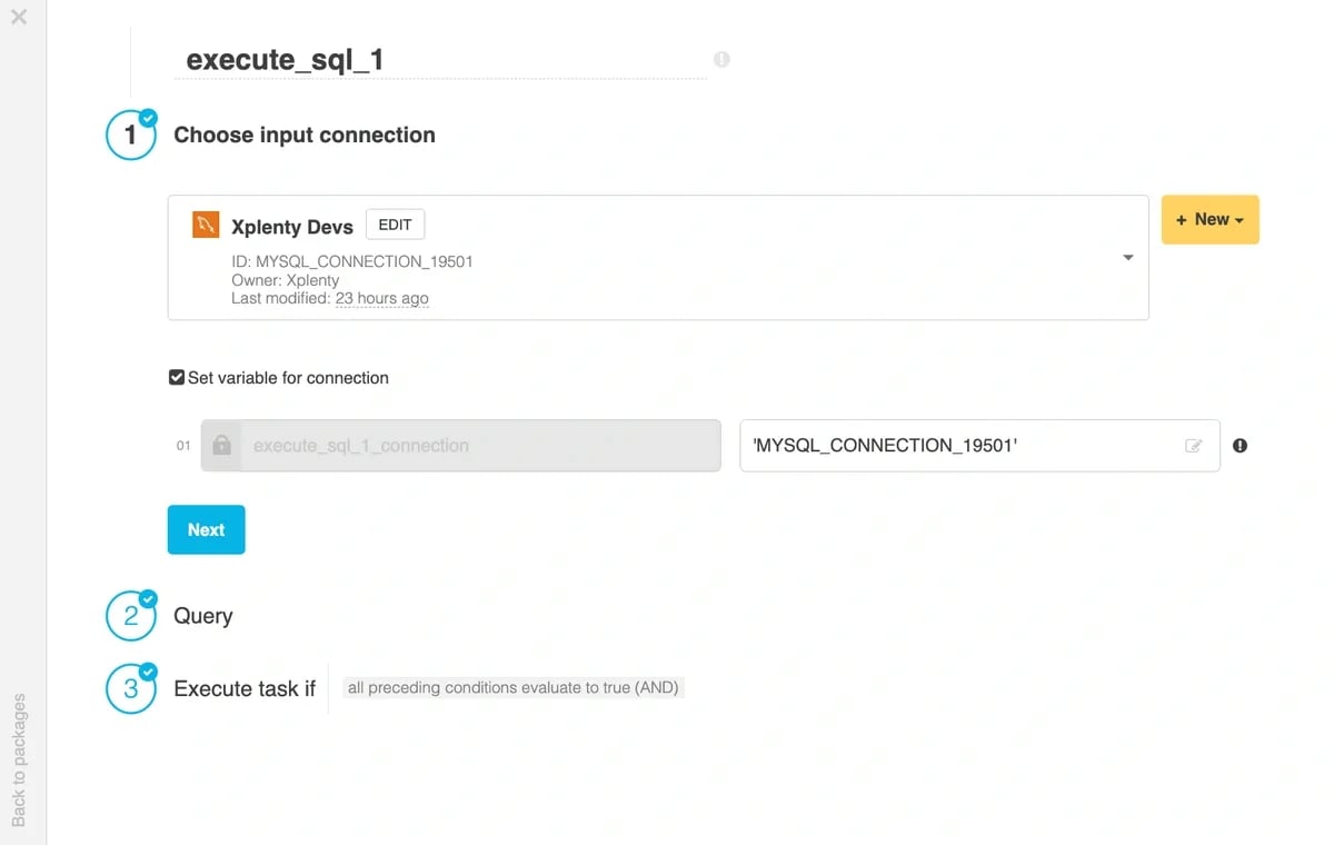 Set variable for connection checkbox enabled on a SQL task