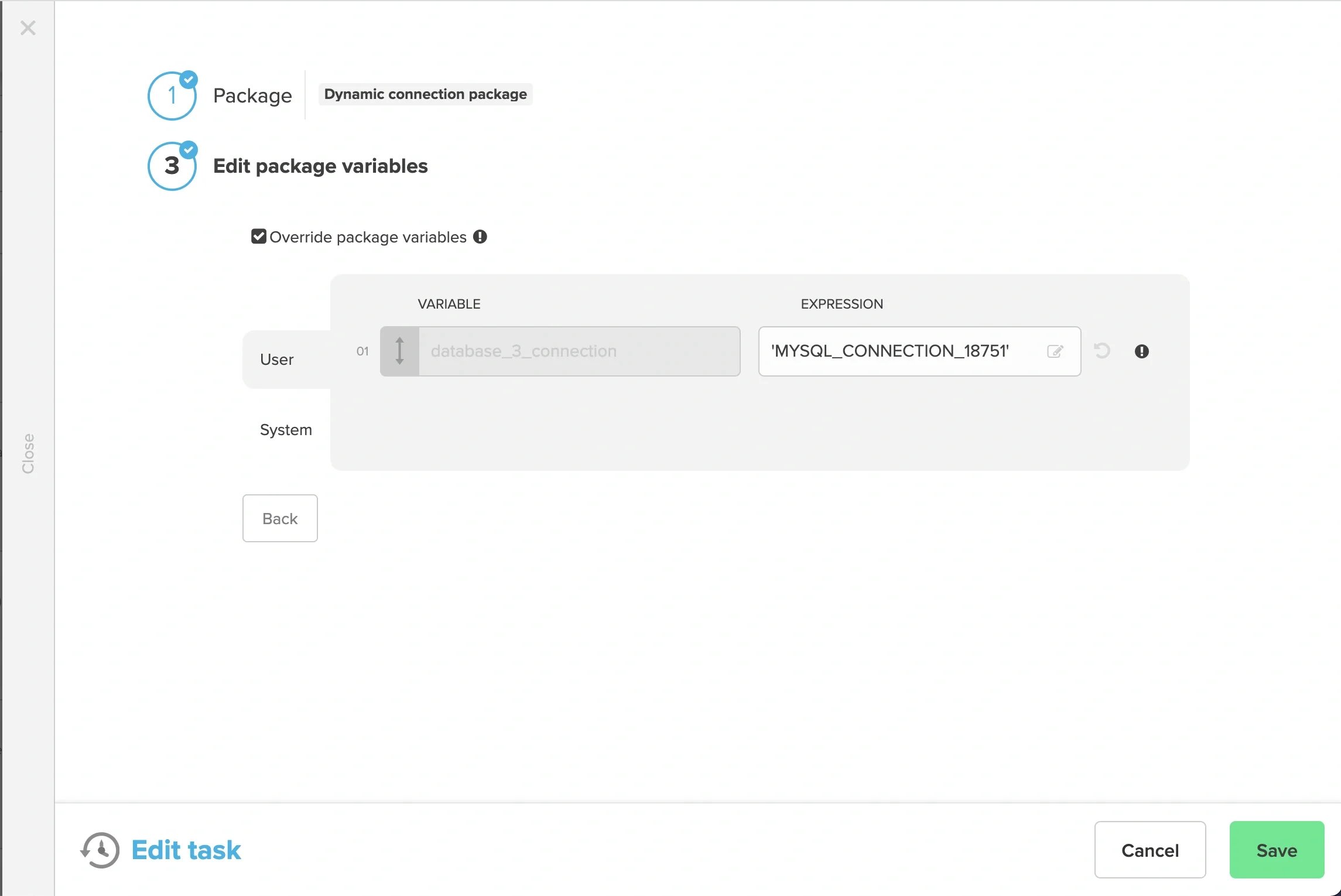 Saving variable overrides in the schedule configuration