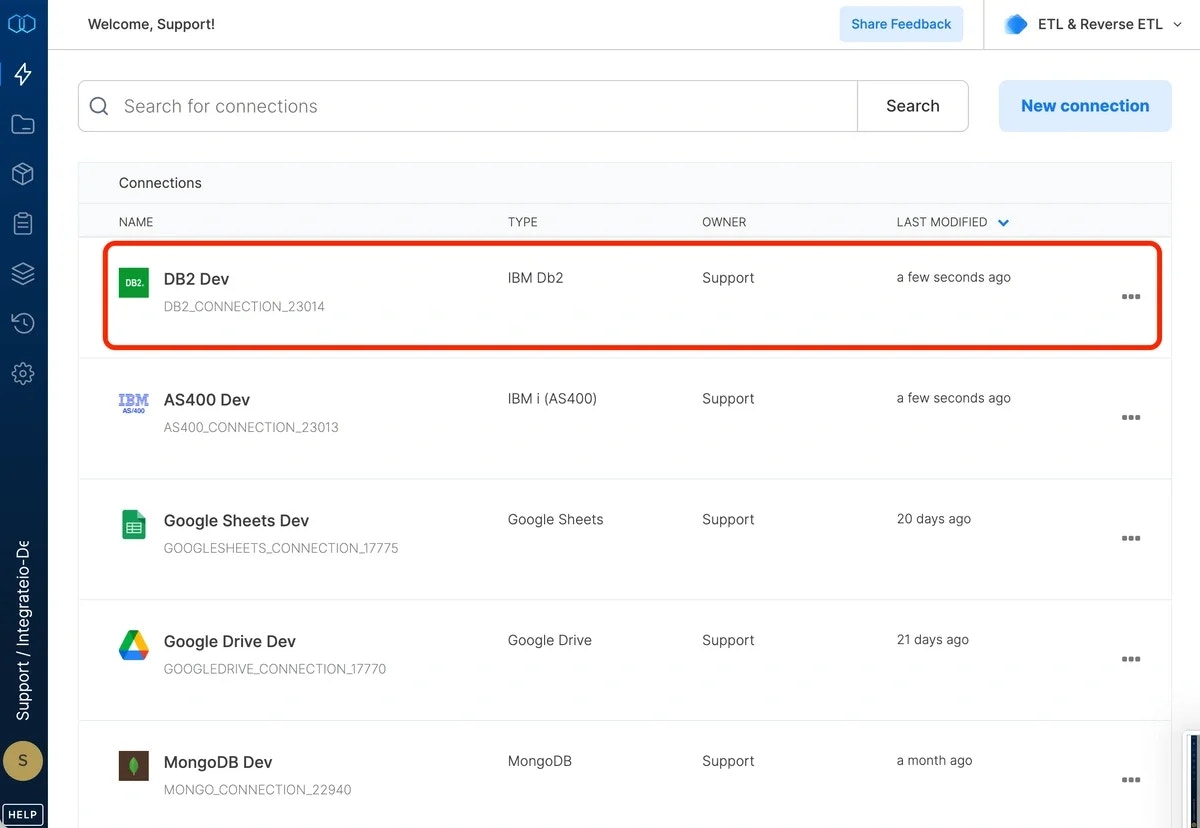 Successful DB2 connection test confirmation