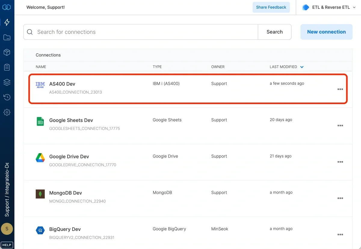 Successful IBM i (AS400) connection test confirmation