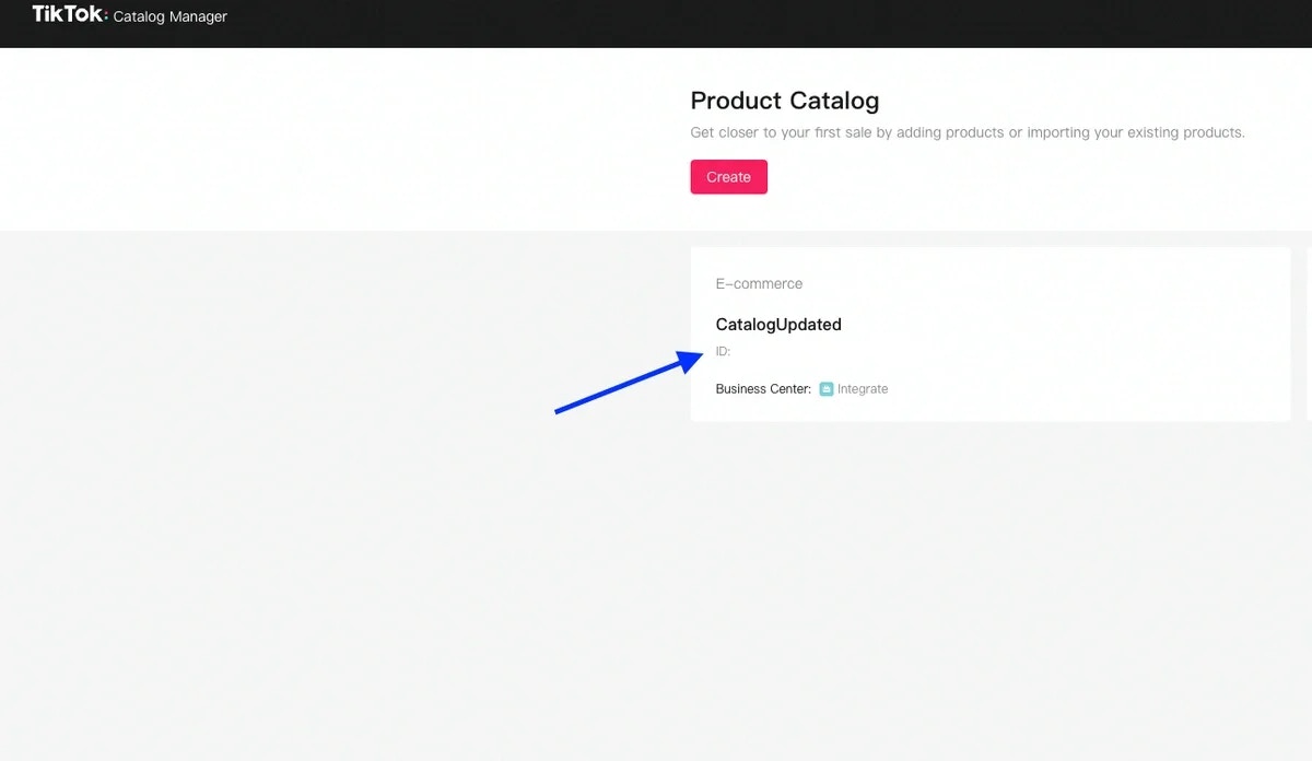 Catalog ID shown under the catalog name in Catalog Manager