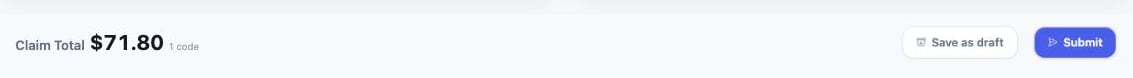 The bar at the bottom of the new claim page showing the claim total with the Save as draft and Submit buttons