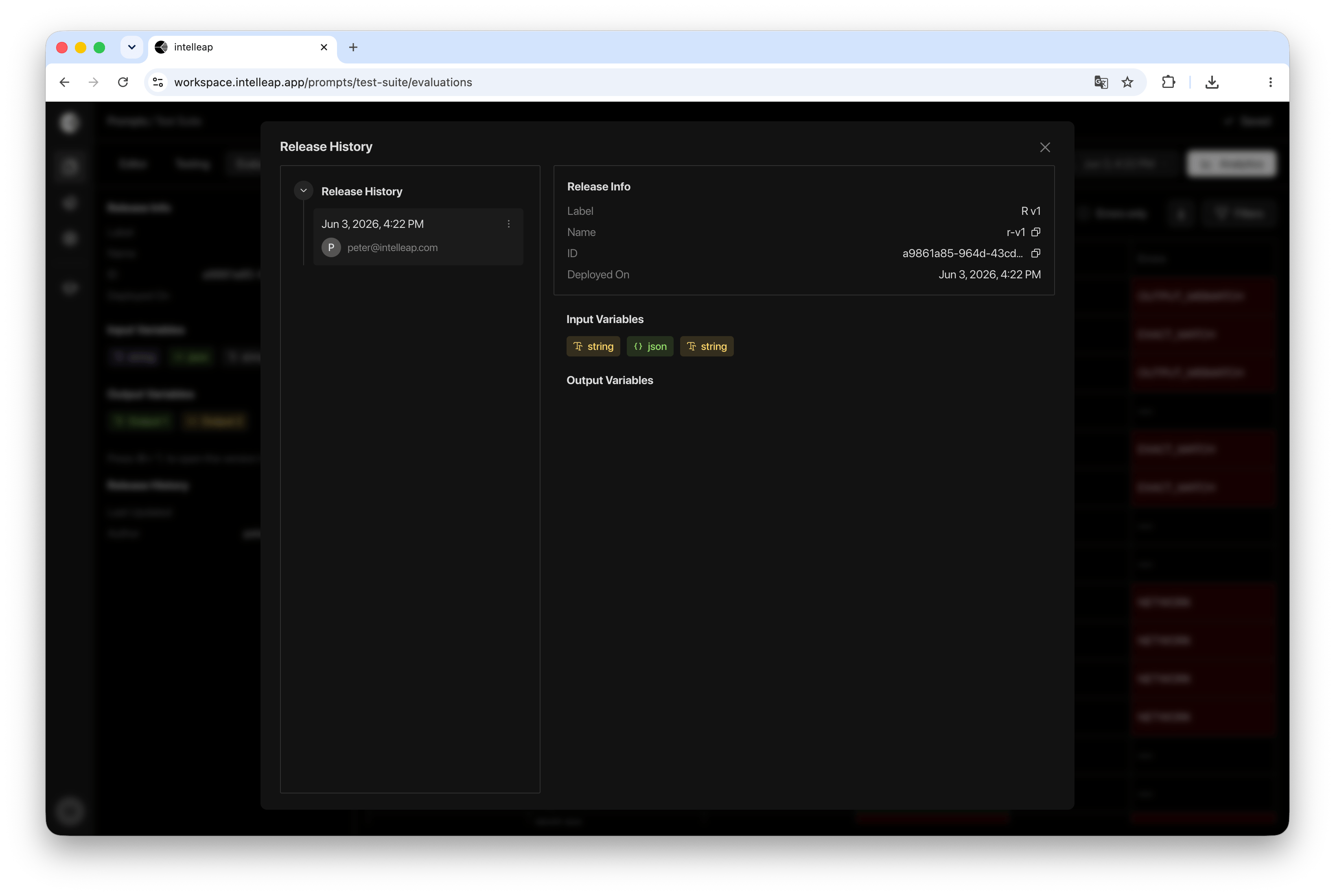 Release History Modal