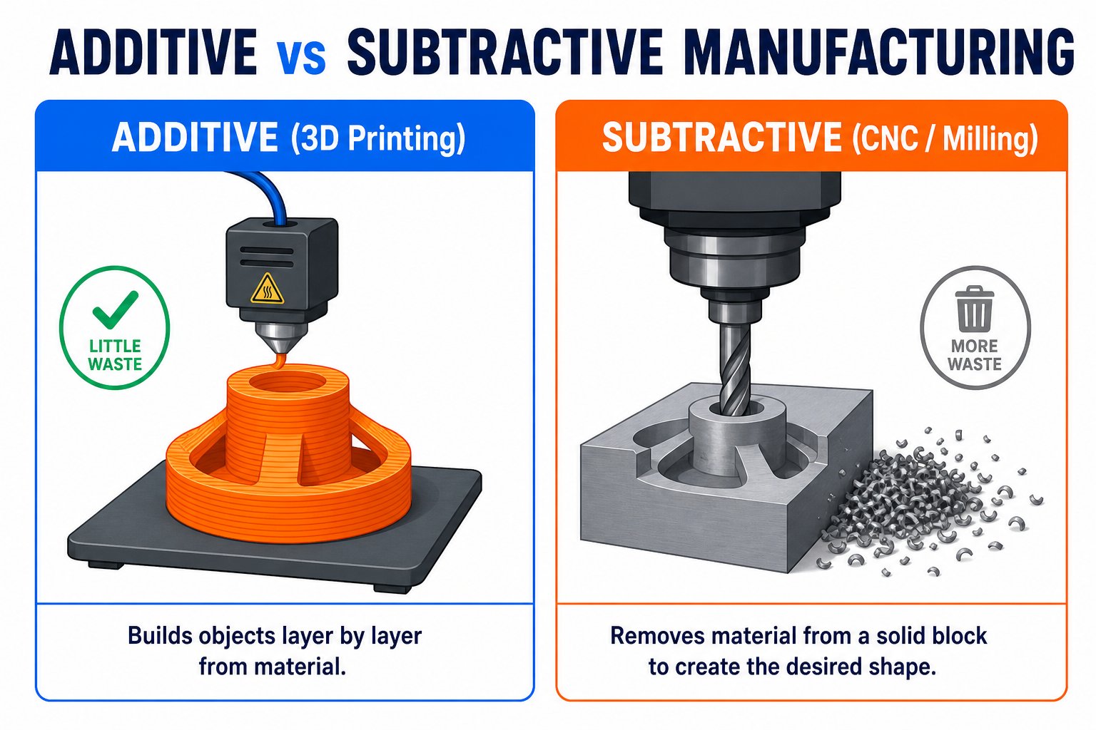 Additive vs subtractive manufacturing comparison